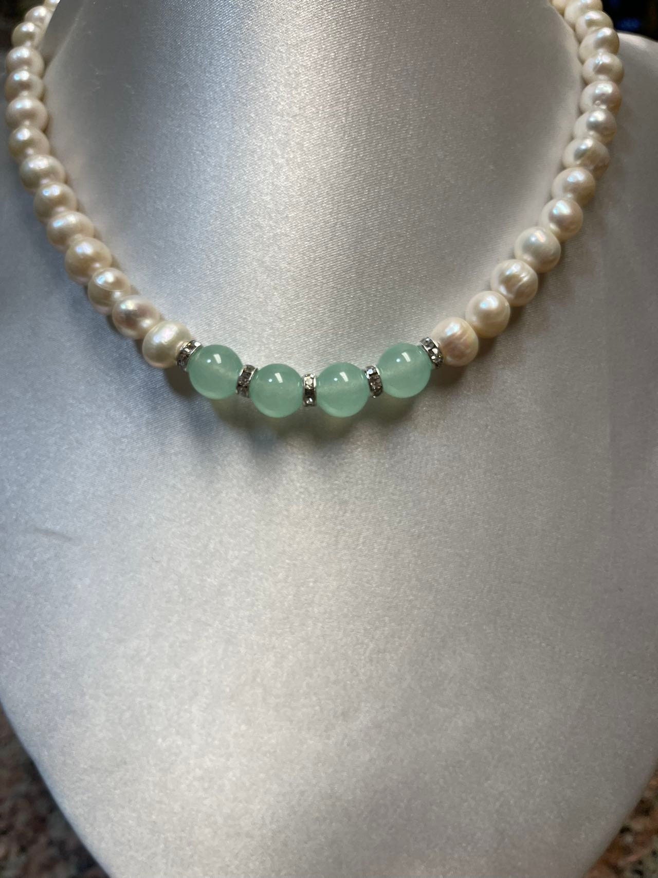 Handmade Blue Overgild Inlaid Jade Pearl Necklace – Omychic