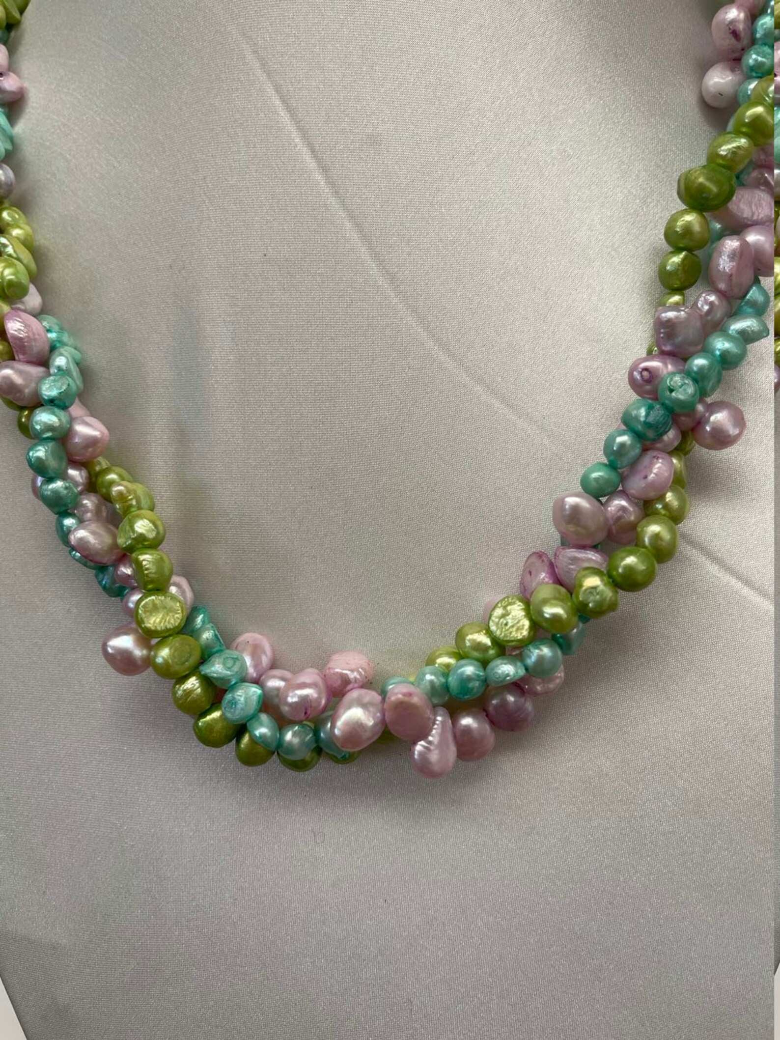 3 Strands Multi Color Freshwater Pearl Necklace Etsy