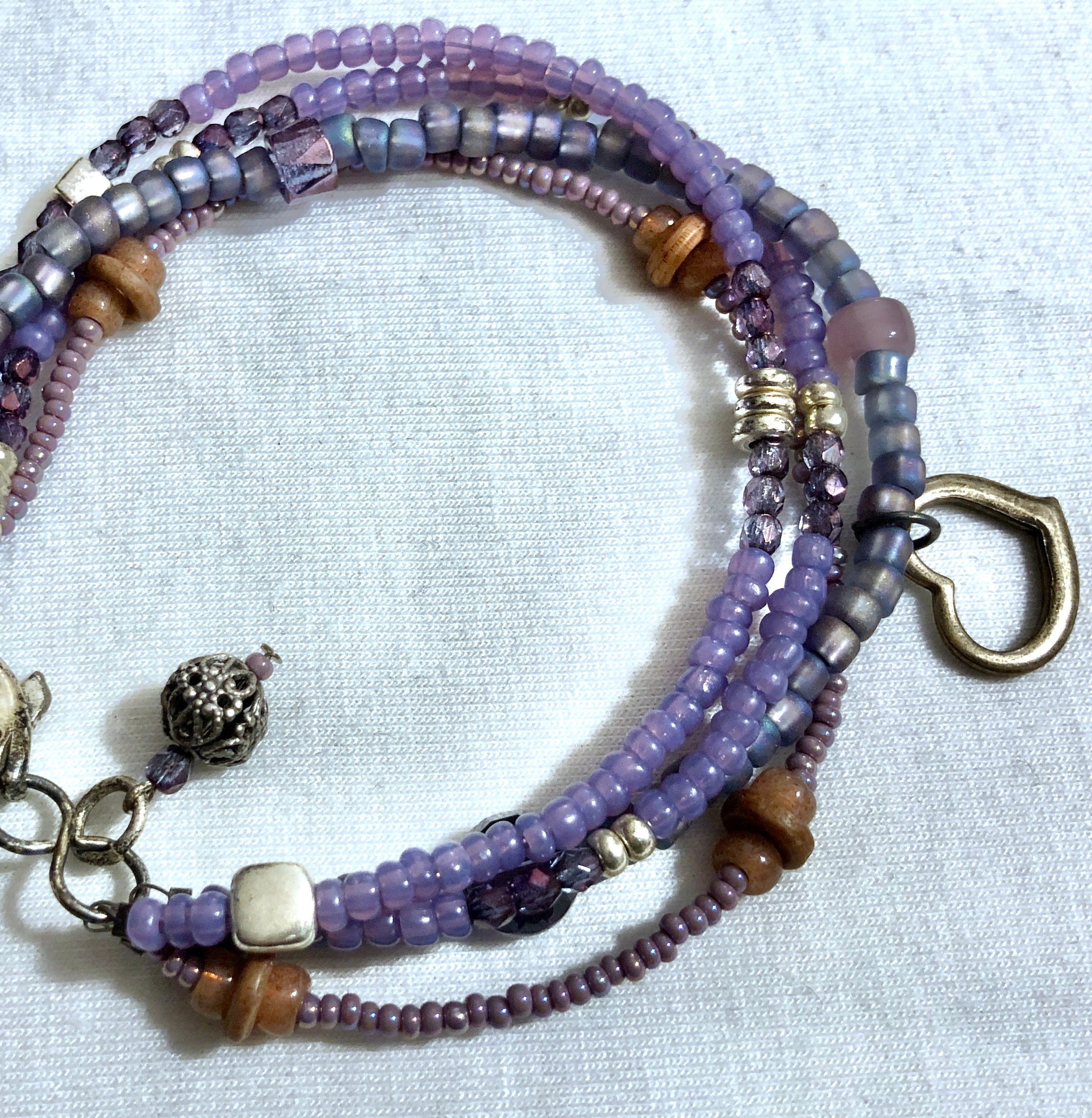 Beaded Bracelet w Silver Lobster Claw Clasp The Lavender Etsy