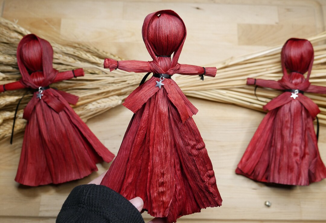 RED Corn Husk Doll Halloween Decor Art Doll Witchy Gifts - Etsy