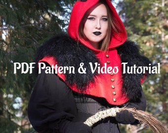 KRAMPUS hood for adults PATTERN, pdf download, VIDEO tutorial, krampus mask, yule decorations, cosplay pattern, santa hat