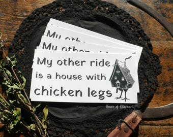 Baba yaga house bumper sticker, witch house, chicken house, russian folklore, witchy sticker, cute baba yaga, witch house, stationary, bird