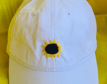 Handgemachte bestickte Hut, bestickte Hut mit Sonnenblume Design, Sonnenblume bestickt Baseball-Kappe, Baseball-Kappe für den Sommer mit Blumen