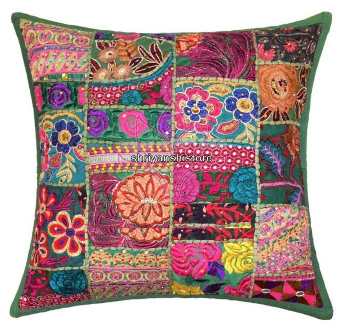 Indian Ethnic Pillow Covers Handmade Cushion Pillow Sari Patch Etsy