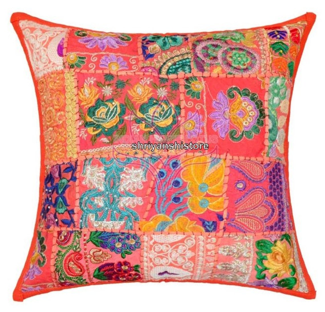 Indian Ethnic Pillow Covers Handmade Cushion Pillow Sari Patch Etsy