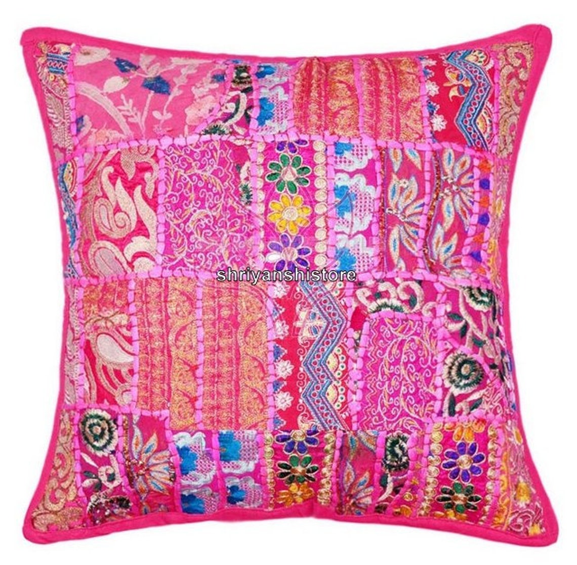 Indian Ethnic Pillow Covers Handmade Cushion Pillow Sari Patch Etsy