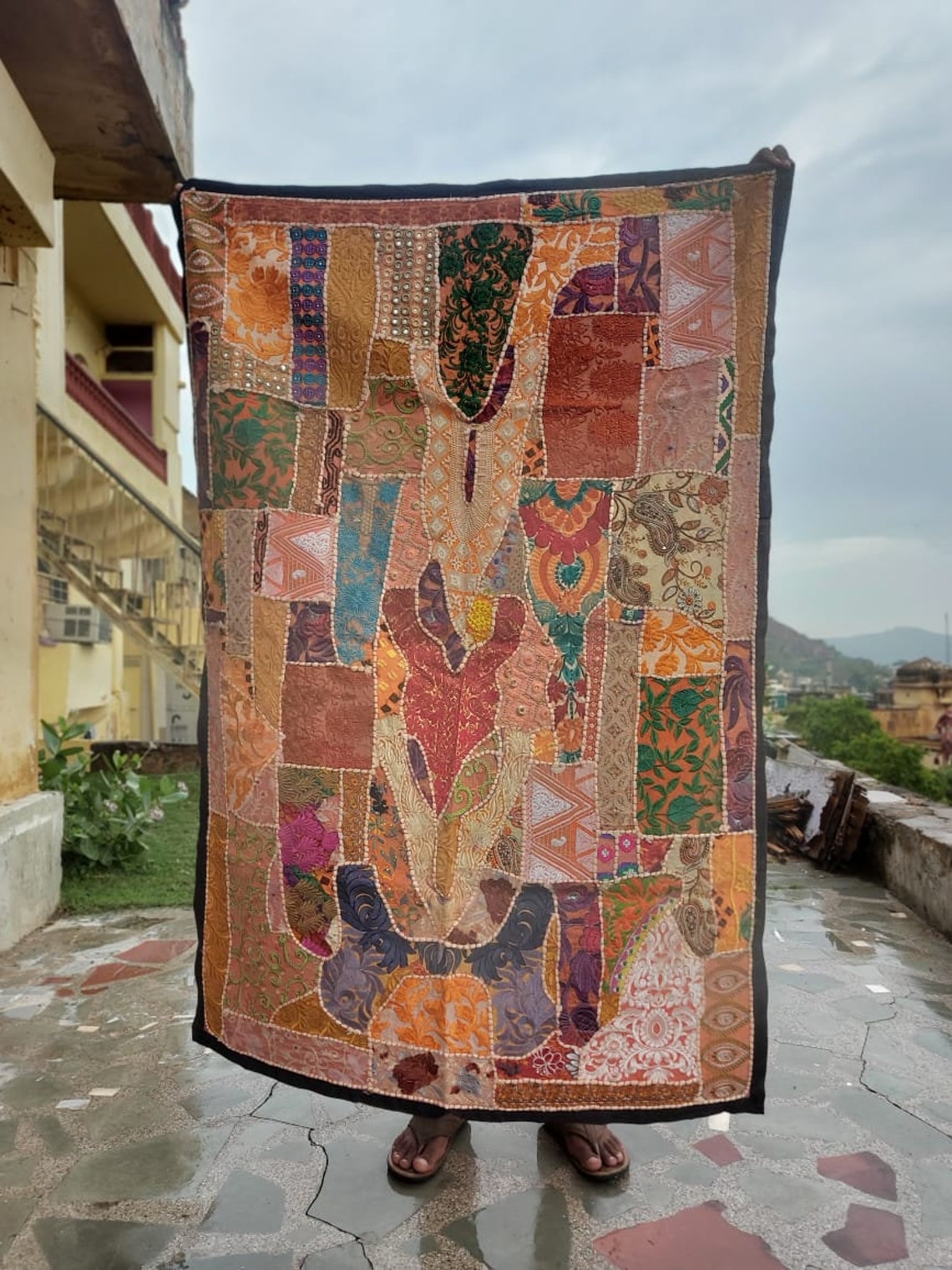 Vintage Rajasthani wall hanging with hand work Etsy