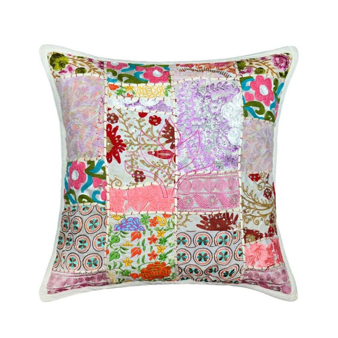 Indian Ethnic Pillow Covers Handmade Cushion Pillow Sari Patch Etsy