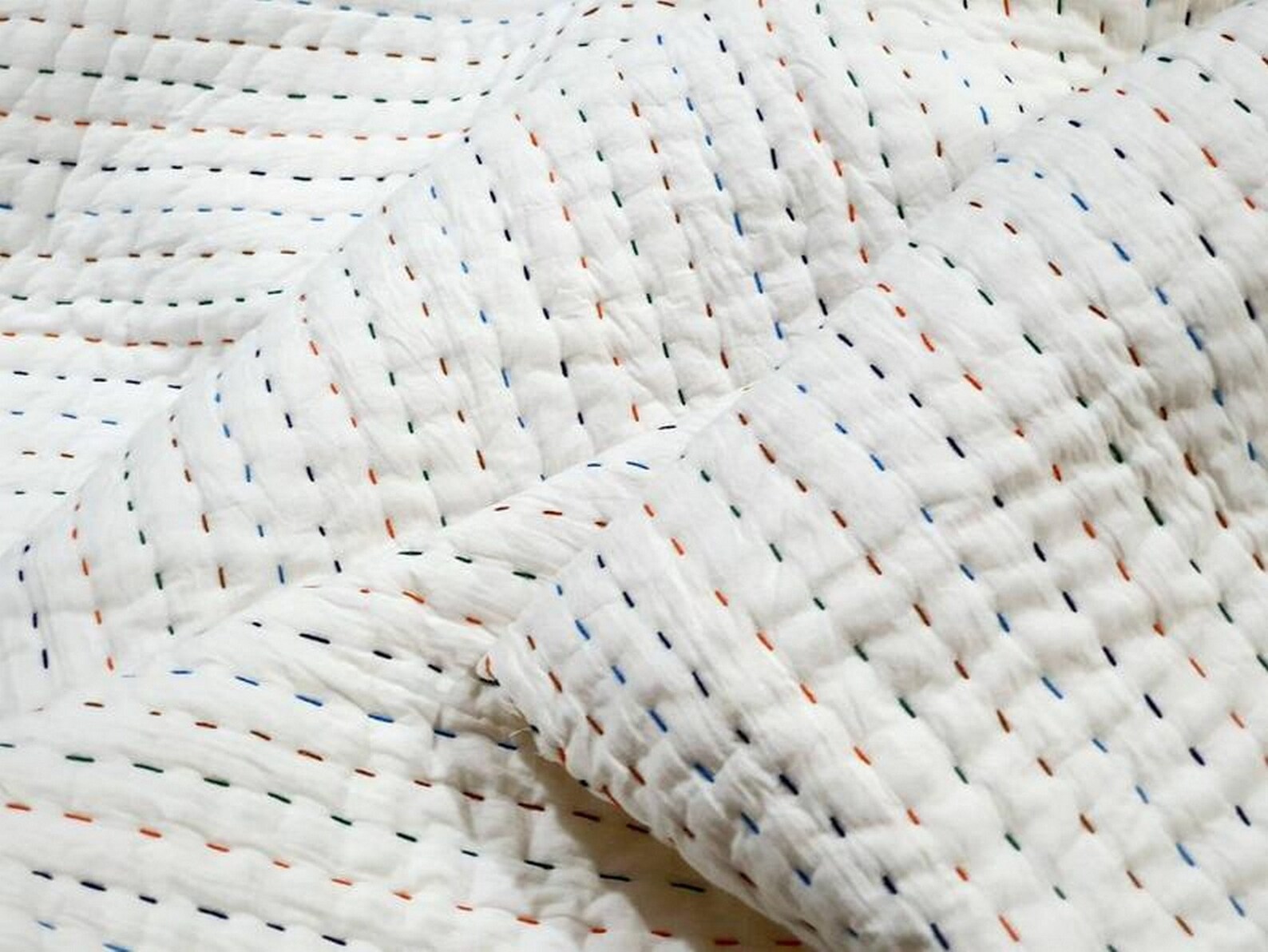 Solid White Kantha Quilt Cotton Kantha Quilt Handmade Quilt Etsy