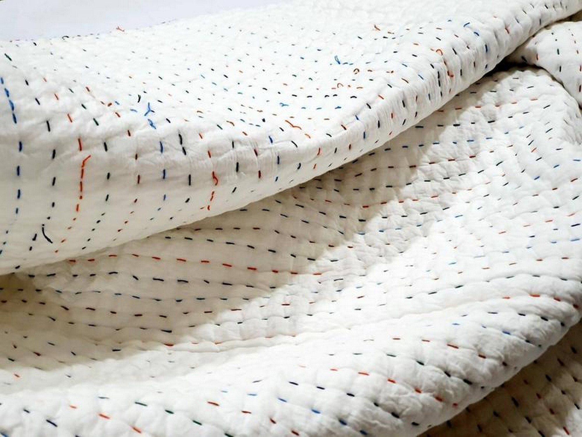 Solid White Kantha Quilt Cotton Kantha Quilt Handmade Quilt Etsy