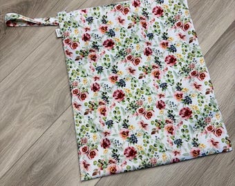 Large waterproof bag, TAXES INCLUDED, wet bag, travel bag, clothes bag, towel bag, swimsuit bag, carrier bag, shoe bag: flowers
