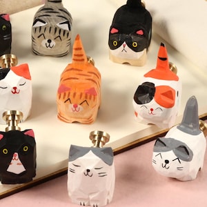Holz handgeschnitzten Katzen Schubladenknopf für Schrank, Katzen Schubladenknöpfe aus Holz, Kinderknöpfe für Möbelbeschläge, Katzenschrankgriff