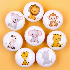 Safari cabinet drawer knob, nursery animals room dresser knob, ceramics cupboard pulls, kid room drawer knob