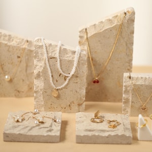 Natural Limestones with Fossils Jewelry Display, Jewelry Display Stand, Jewelry Display Set, earring display, Necklace Display Stand