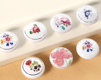 Pomos de cerámica para puertas con flores, pomos coloridos para habitaciones con flores, pomos para cajones, pomos para tocadores, herrajes para muebles, pomos para armarios, pomos para cuartos de niños y armarios.