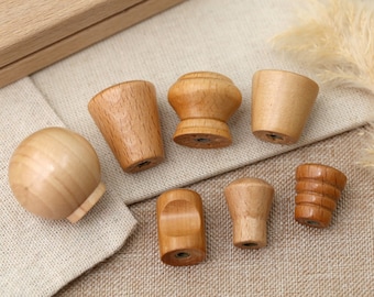 Mini poignées de boutons d'armoire en bois, petits boutons pour boîte de bricolage, boutons de boîte, poignées de tiroir, boutons de commode