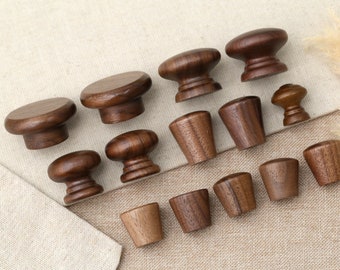 Boutons d'armoire en noyer, boutons ronds pour boîte de bricolage, boutons de mini boîte, poignées de tiroir en bois, boutons de commode de tiroir