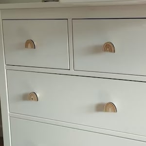 Wooden rainbow cabinet handles, boho nursery drawer knobs for Ikea, custom engraved beech wood door pulls,rainbow wood dresser handles