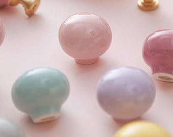 Pomelli per armadietto Candy Ball, pomelli in ceramica Maniglia per cassetto in ceramica rosa Maniglia per porta dell'armadio della cameretta dei bambini Ferramenta per mobili per la cameretta dei bambini