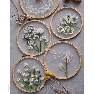 Diy craft  Kit Embroidery adults kids/clear herb Embroidery Kit /Floral Hand Embroidery Full Kit /DIY Hoop Wall Art Kit/ Craft Project BP030