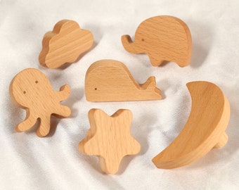 Animals wooden  knobs, solid wood drawer pulls, cloud cabinet handles, cupboard handles, furniture hardware,solid wood handles knobs