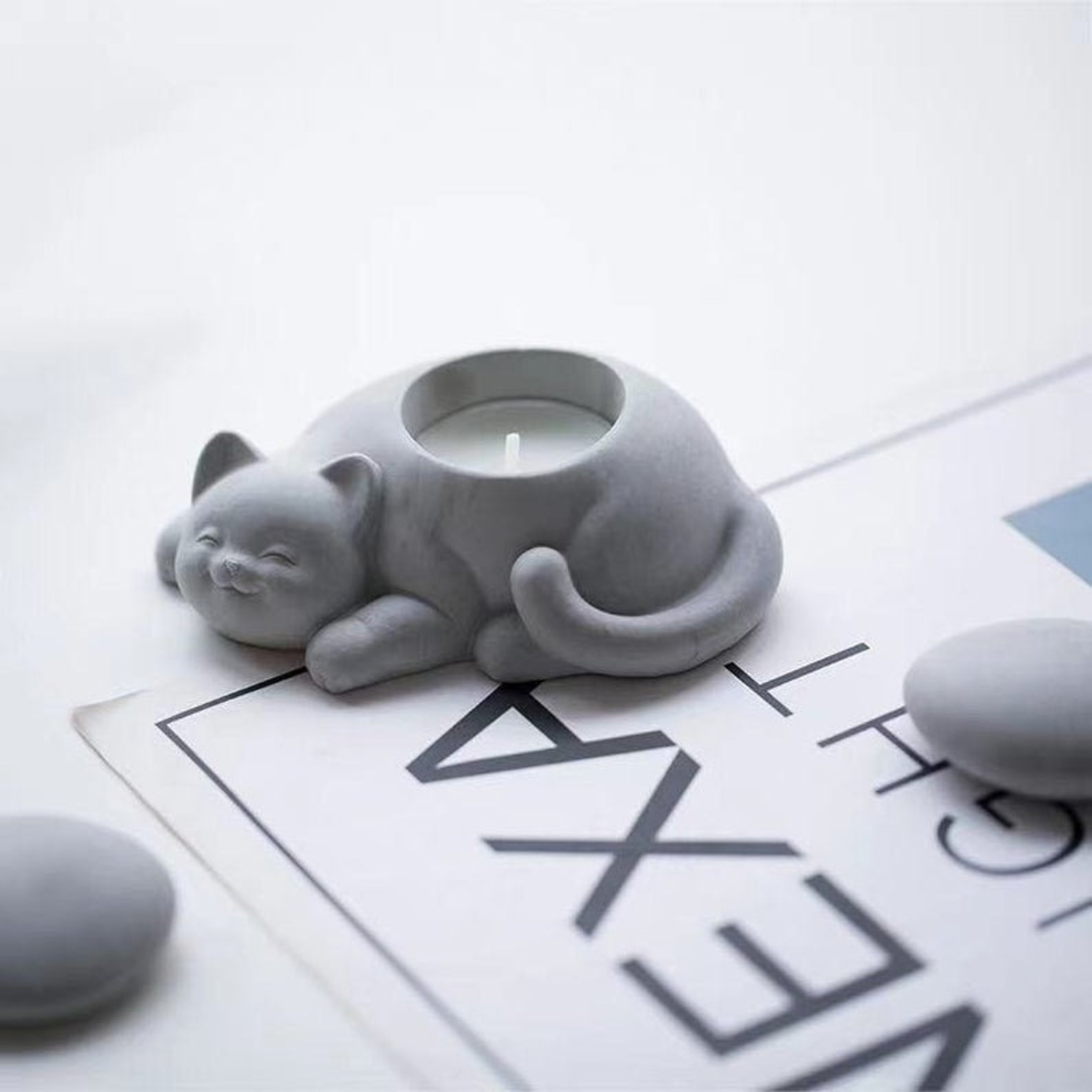 Cat Concrete Mold Handmade Craft Room Decor Cat Candle Mold Etsy