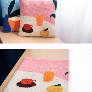 Embroidery Kit Beginner diy kit/punch needle pillow cover/tea life Cushion Cover for Adults diy kit BZ003 image 2