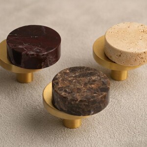 Round Rosso Marble drawer knob, Stone cabinet handles knobs , wabi sabi round door pulls, custom engrave dresser handle, dresser hardware