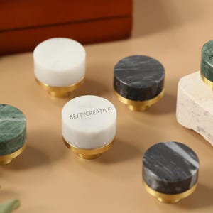 Green Marble round drawer Knobs, cabinet pull, custom engraved nature marble Dresser handle, Furniture Hardware, Cupboard cabinet handle