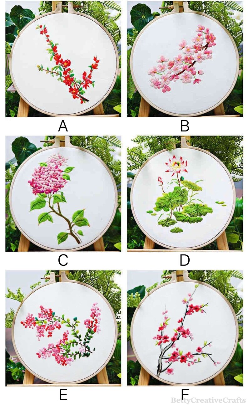 Embroidery Kit Beginner/ Cherry Blossom Floral Embroidery Kit Etsy