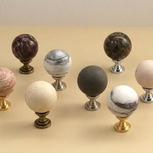 Natural Travertine Sphere Cabinet Knobs, Round Stone Drawer Pulls, Neutral Minimalist Furniture Hardware, Modern Boho Kitchen Bathroom Decor