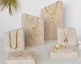 Natural Limestones with Fossils Jewelry Display, Jewelry Display Stand, Jewelry Display Set, earring display, Necklace Display Stand