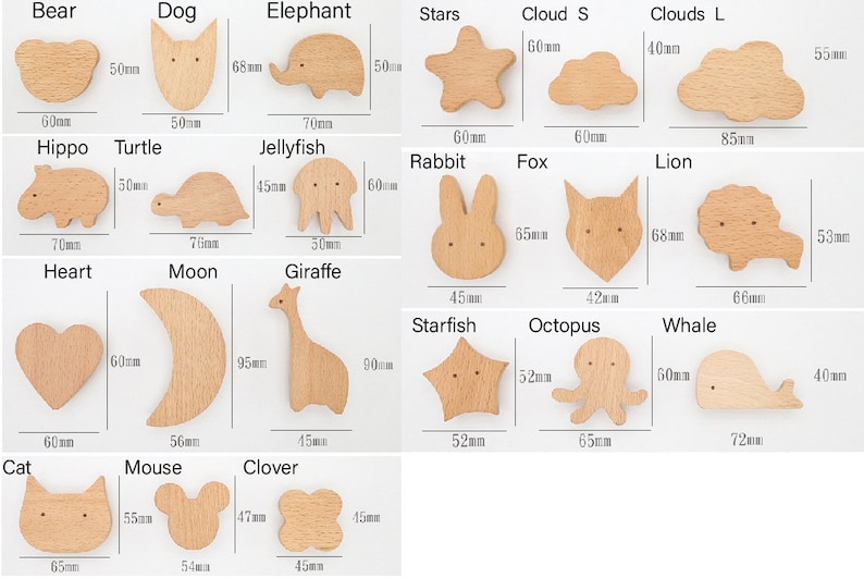 Kinderzimmer Knäufe aus Holz, Knäufe aus Massivholz, Schrankgriffe aus Wolken, Schrankgriffe, Möbelbeschläge, Knäufe aus Massivholz Bild 4