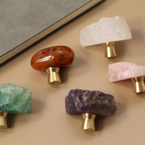 Raw quartz Brass drawer Knobs, pink quartz cabinet Knobs, Dresser Closet Cupboard Knobs, Furniture Hardware, nature crystal handle knobs