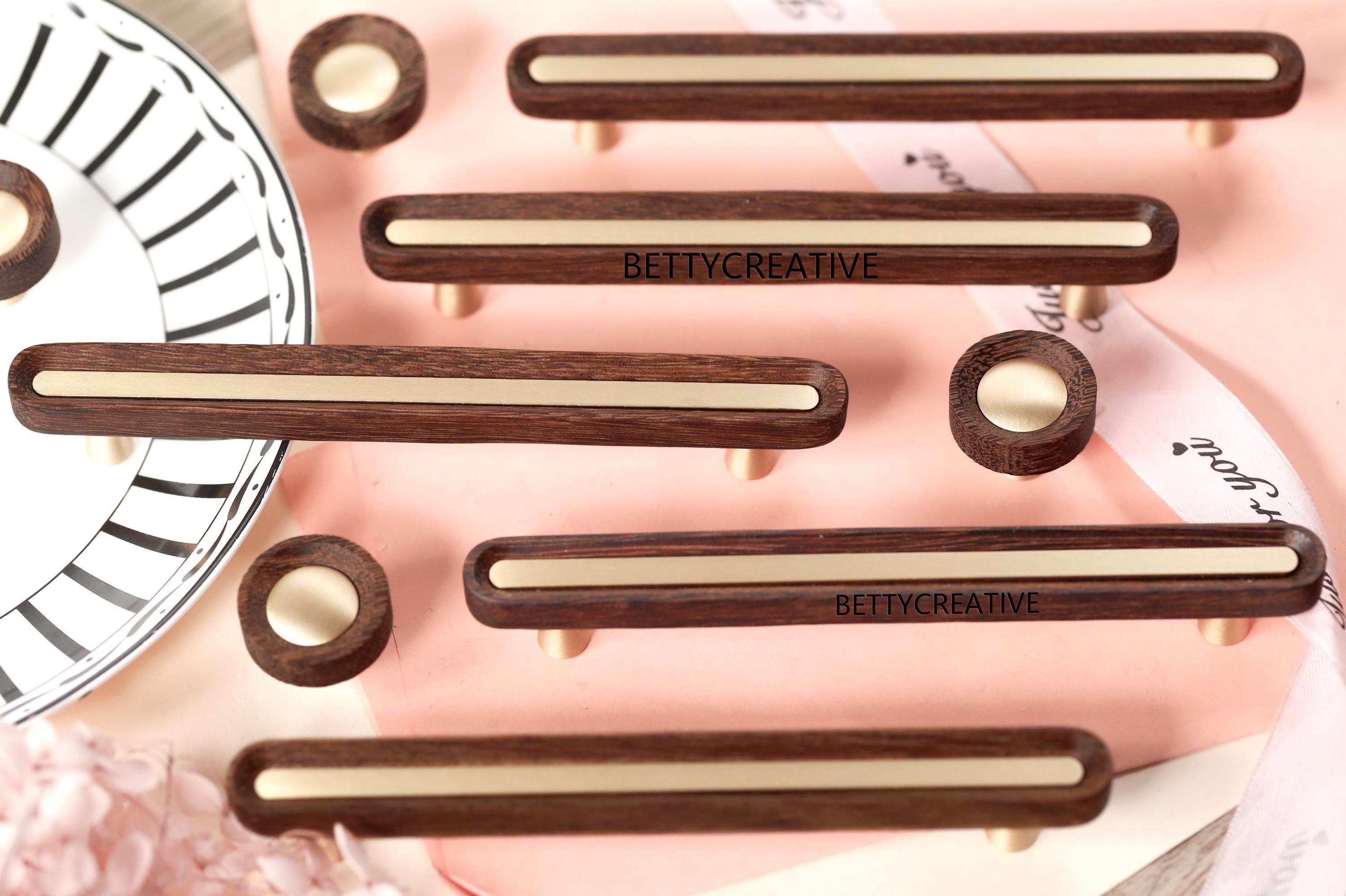 Walnut brass cabinet handles, brass cupboard pulls, custom engraved wood brass handles knobs, luxury handles, drawer knobs