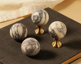 Gałka do szuflady w kształcie kuli marmurowej, uchwyty do szuflad z kamienia, uchwyty do drzwi w stylu wabi sabi, uchwyty do szuflad w kształcie kuli, gałki do komody z kamienia