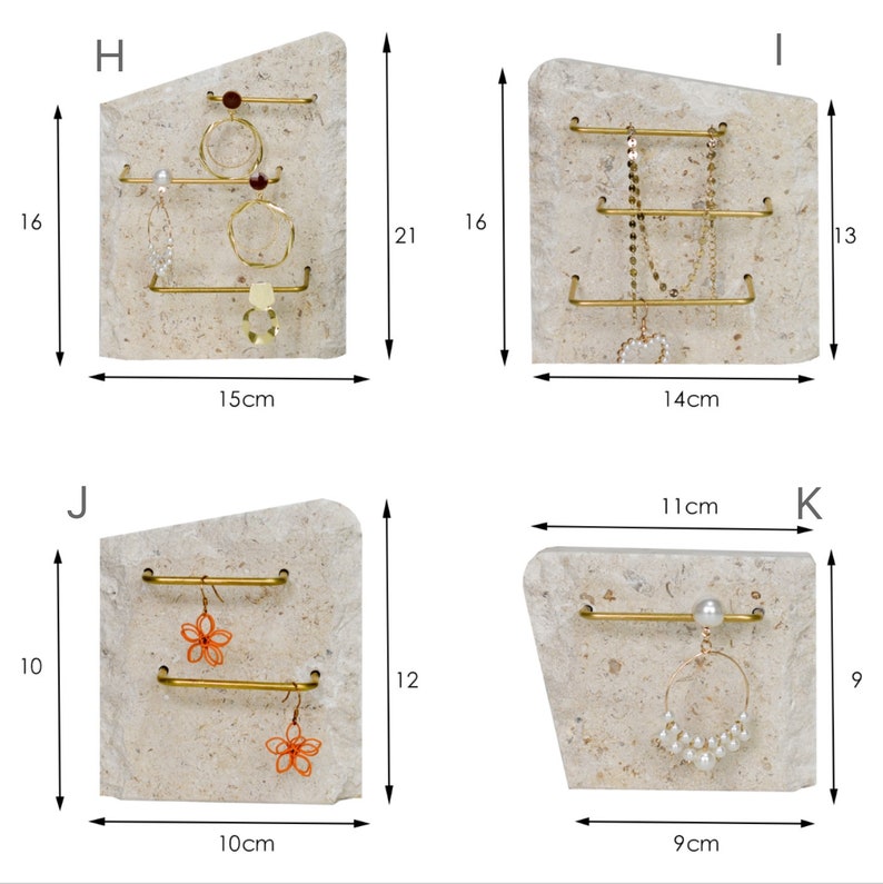 Calcari naturali con esposizione di gioielli fossili, espositore per gioielli, set di esposizione per gioielli, espositore per orecchini, espositore per collane immagine 8