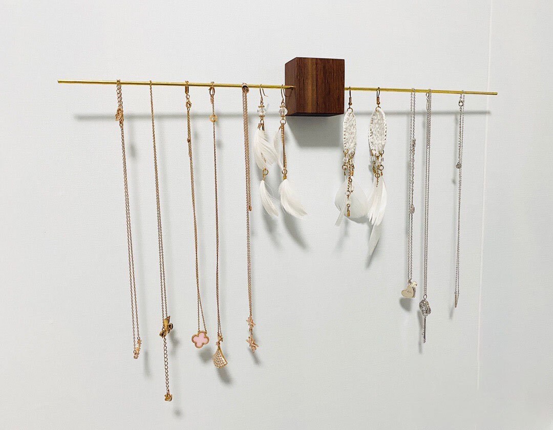 Minimalist Wall Jewelry Rack, Wood Jewelry Display, Wall Jewelry Hanger