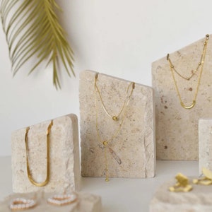 Natural Limestones with Fossils Jewelry Display, Jewelry Display Stand, Jewelry Display Set, earring display, Necklace Display Stand image 4