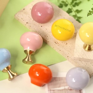 Candy ball cabinet knobs, Ceramic Pulls Pink Ceramic Pull Drawer Handle Custom engrave Room Cabinet Door Handle Hardware for kid room
