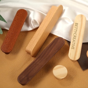 Beech Walnut Wood cabinet Pulls Knobs, Ash Cupboard drawer Handles, Custom engraved Oak Cabinet Pulls, Simple Solid Wood Wardrobe Knob Pull