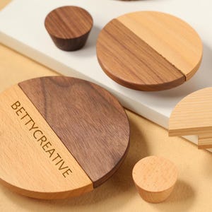 Solid wood cabinet handles, boho wooden handles, custom engrave knob cabinet knobs, half round pulls, ash furniture handles