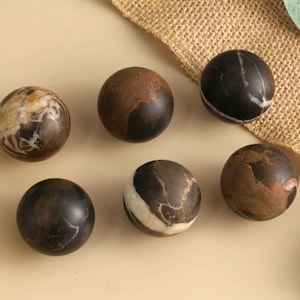 Black Gold Marble Ball drawer knob, Stone cabinet knob, wabi sabi round door pulls, custom engrave ball drawer handle, dresser hardware