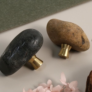 Natural stone cabinet knobs, Dark  stone drawer door knobs, Minimalism dresser knob, Unique stone closet door knob