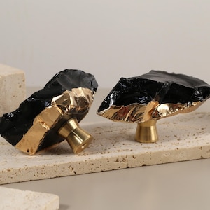 Black Crushed crystal gold rimmed brass knob, energy gemstone knobs, drawer knobs, green crystal knobs, closet knobs, cabinet hardware