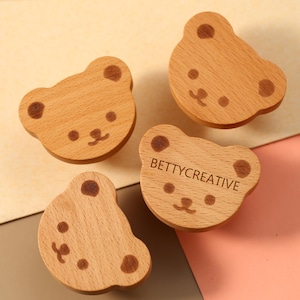 Bear nursery room knobs for cabinet, bear drawer knobs, custom engraved cute knobs, kid knobs for furniture hardware, bcabinet handles, 1pc