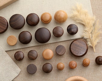 Walnut cabinet knobs, round knobs for Diy box, mini box knobs, wooden drawer handles, drawer dresser knobs