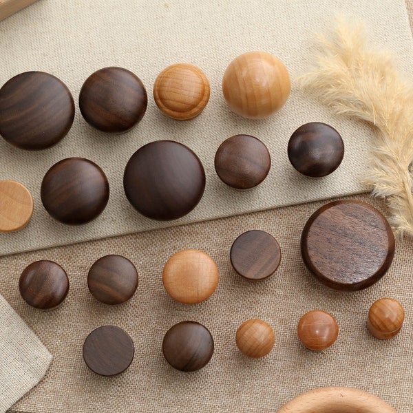 Walnut cabinet knobs, round knobs for Diy box, mini box knobs, wooden drawer handles, drawer dresser knobs