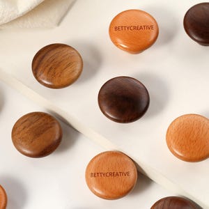 Wooden cabinet round knobs, walnut handles hardware, custom engraved round beech wood door pulls, round drawer handles, wood dresser knobs
