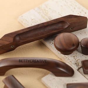 Wooden cabinet handles, solid walnut handles hardware, custom engrave knob minimalist door pulls, drawer handles,  wood dresser knobs